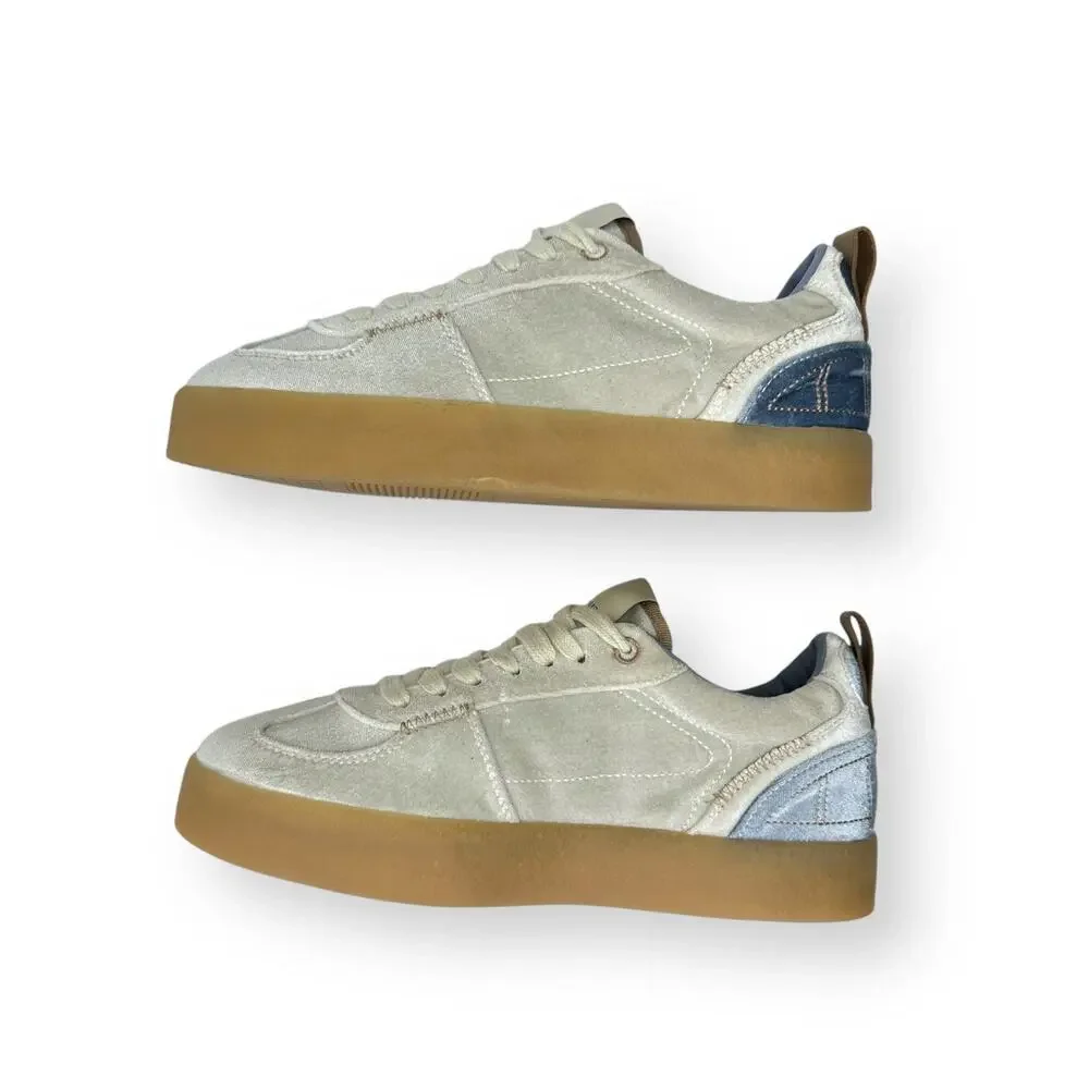 Steve Madden Women's Tucker Platform Sneaker Size 8.5 White Blue Velvet Velour - Picture 4 of 11